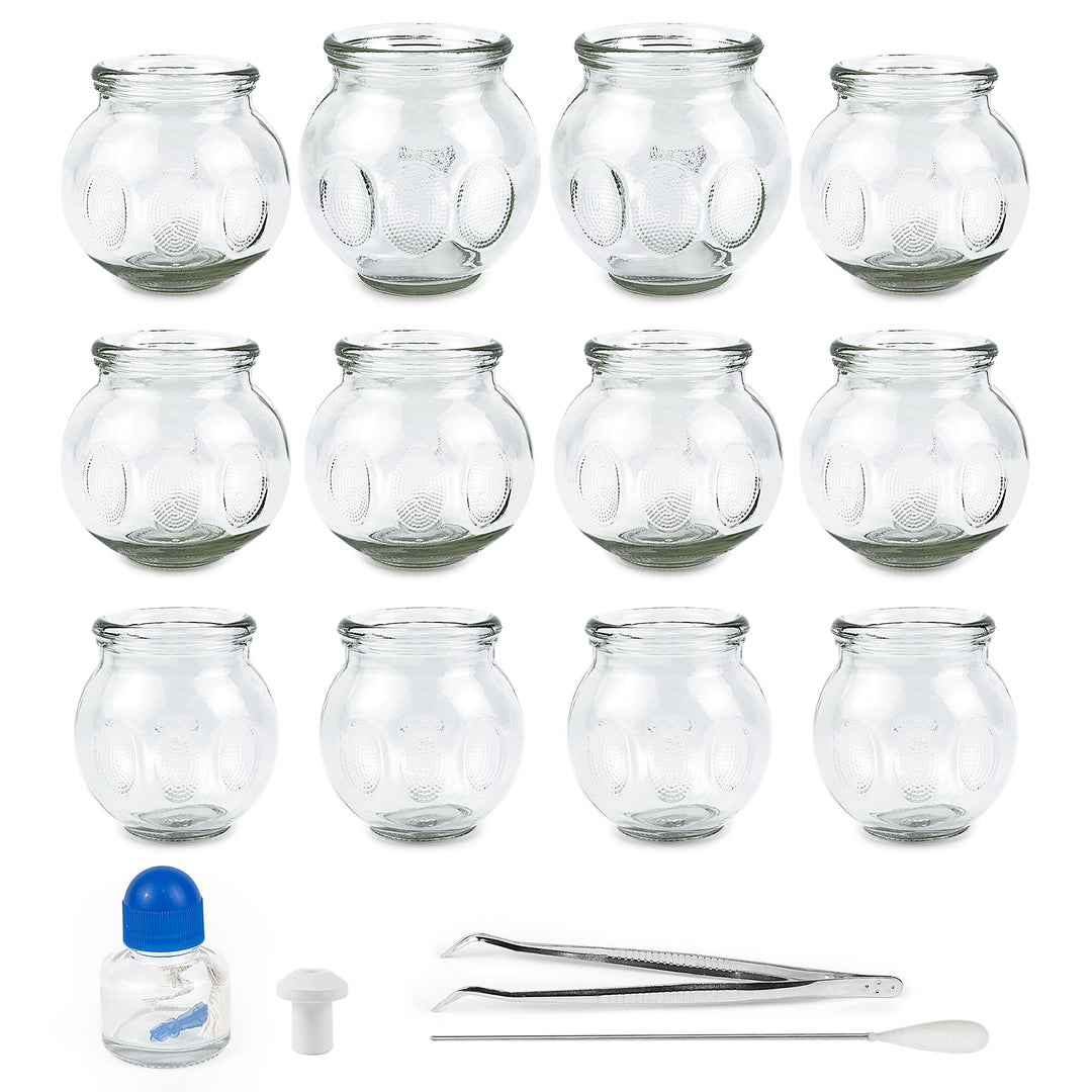 Tenchi Glass Cupping Therapy Set — 12 Cup Kit (Sizes 3‑5)
